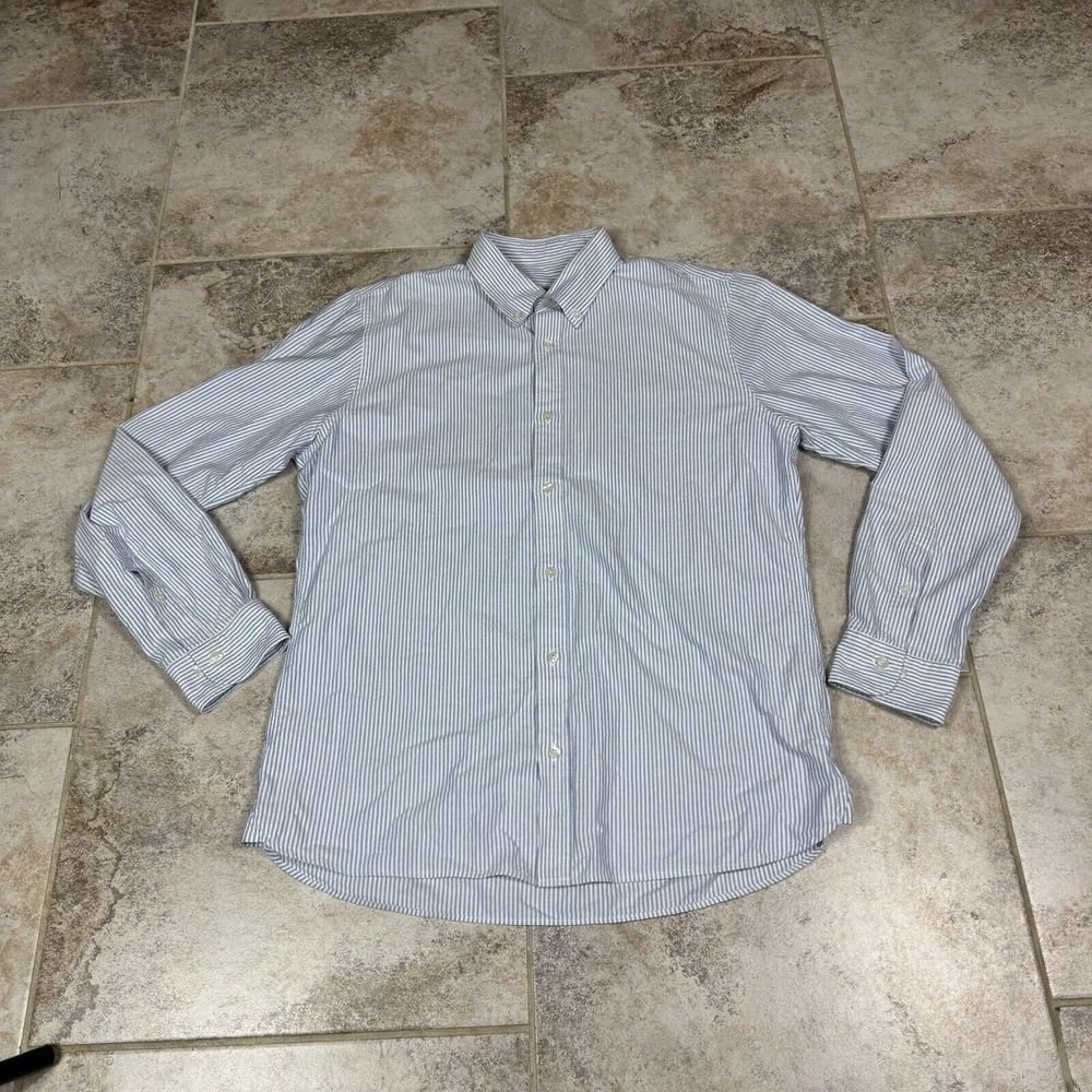 Brooks Brothers Shirt Mens XL Blue Hickory Button Up Long Sleeve Red Fleece